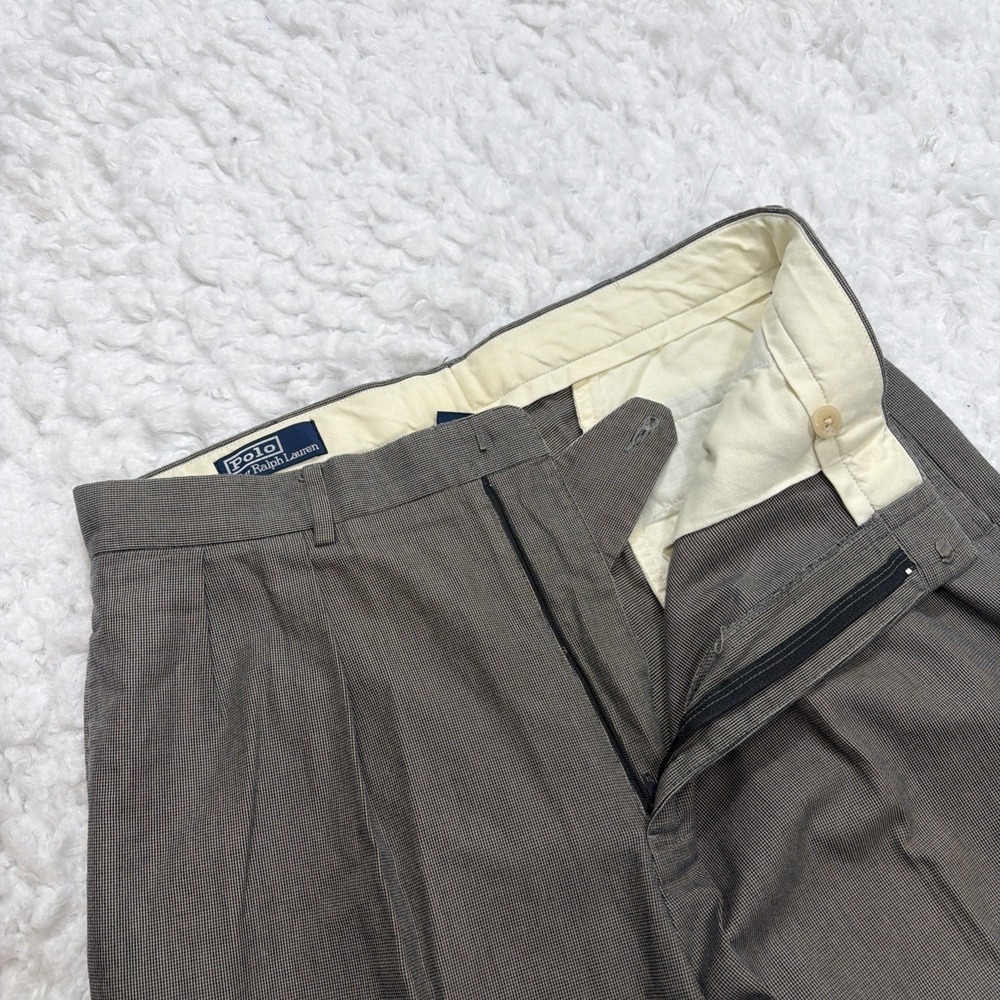 Vintage 1990's Polo Ralph Lauren Pleated Trouser Pants 36 Gray Straight Leg Mint